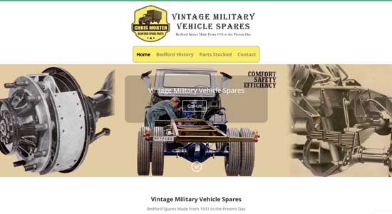 Vintage Bedord Spares website front page - Norfolk Web Designers Portfolio